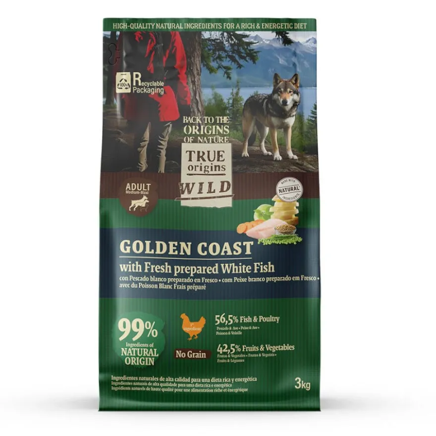 True Origins Wild Golden Coast ração de peixe branco para cães