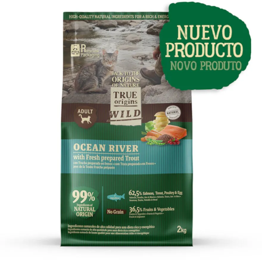 True Origins Wild Ocean River Salmão e Truta ração para gatos