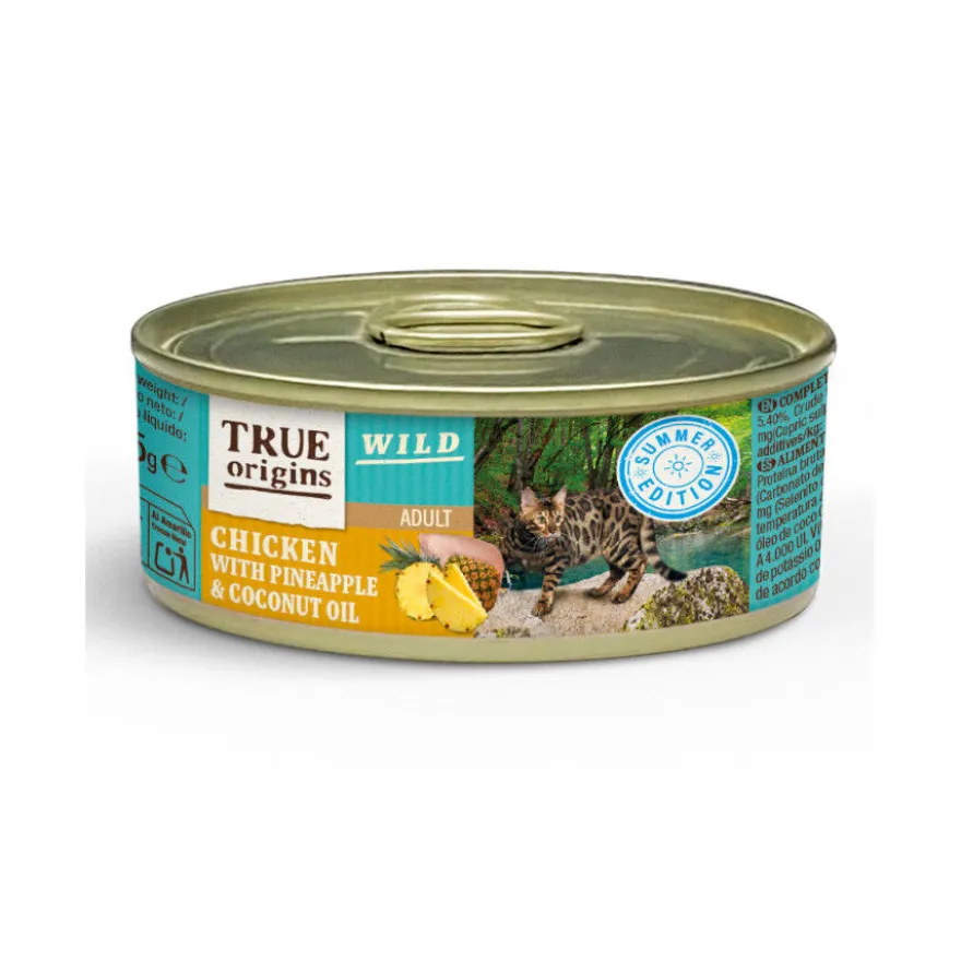 True Origins Wild Summer Patê enlatado de frango com ananás e óleo de coco para gatos