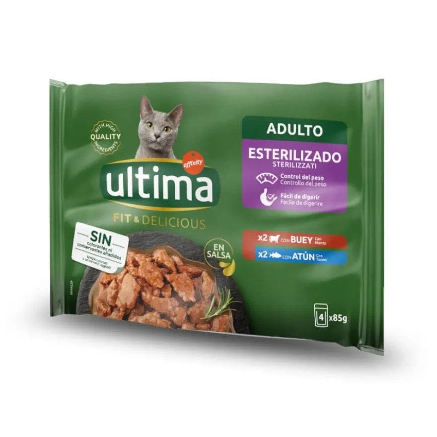 Ultima Fit Delicious Boi e atum saquetas em molho para gatos