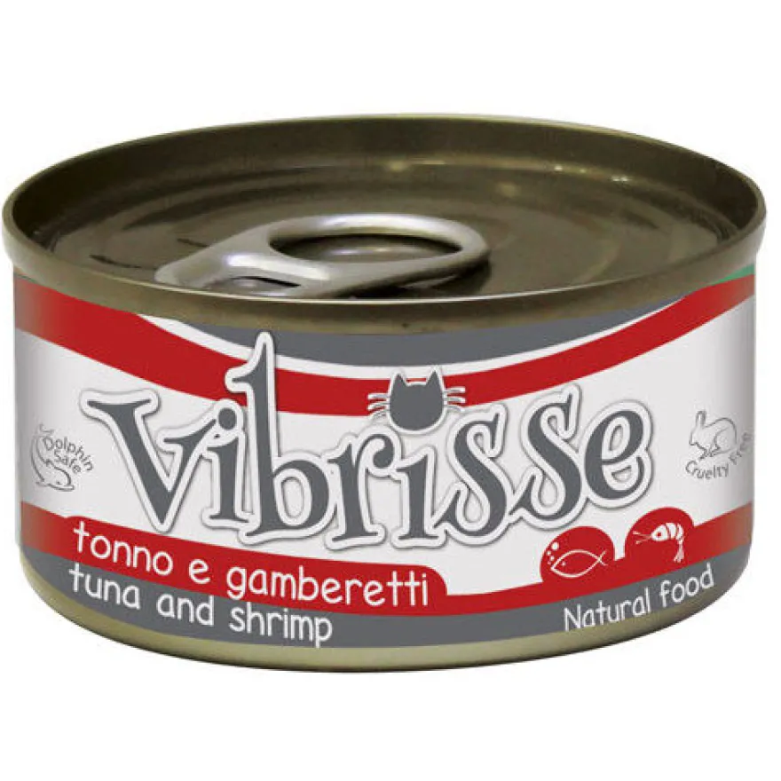Vibrisse Cat Alimento húmido de atum e gambas em lata para gatos