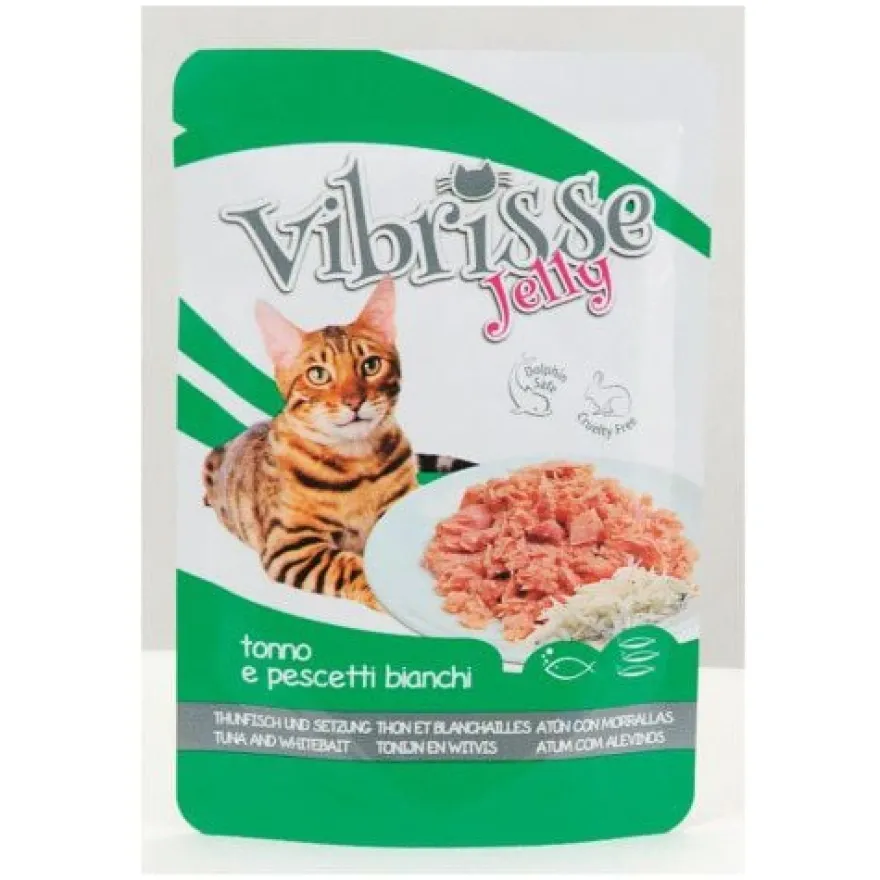 Vibrisse Jelly Atum e Peixe Branco em Galeia saqueta para gatos