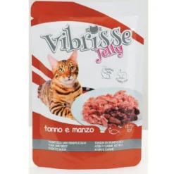 Vibrisse Kitten Jelly Atum e Terneira em galeia saqueta para gatos