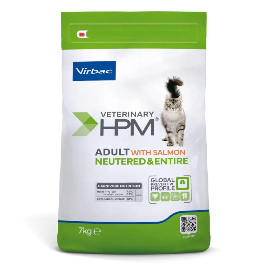 Virbac Adult Neutered Entire HPM Salmão ração para gatos
