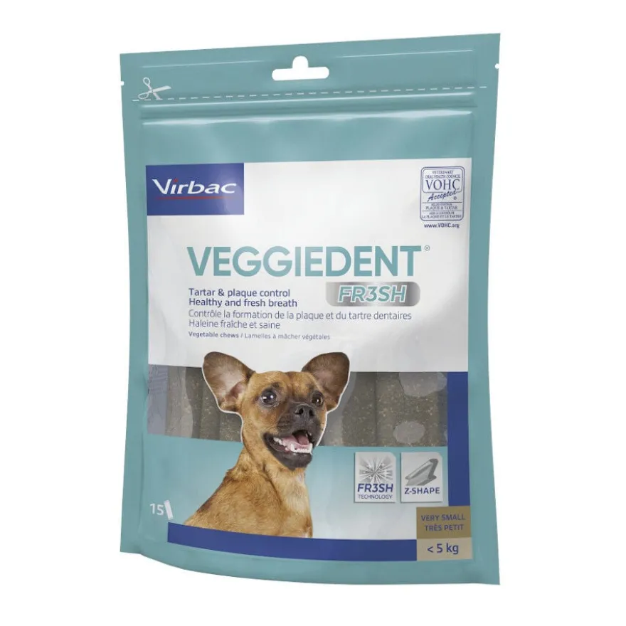 Virbac Snacks Dentários VeggieDent Fresh para cães mini