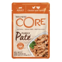 Wellness Core Adult Frango e Peru em Patê saqueta para gatos