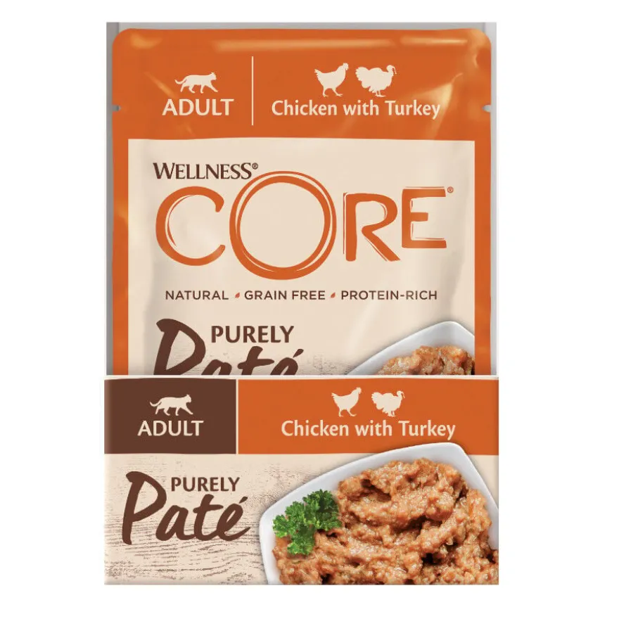Wellness Core Adult Frango e Peru em Patê saqueta para gatos