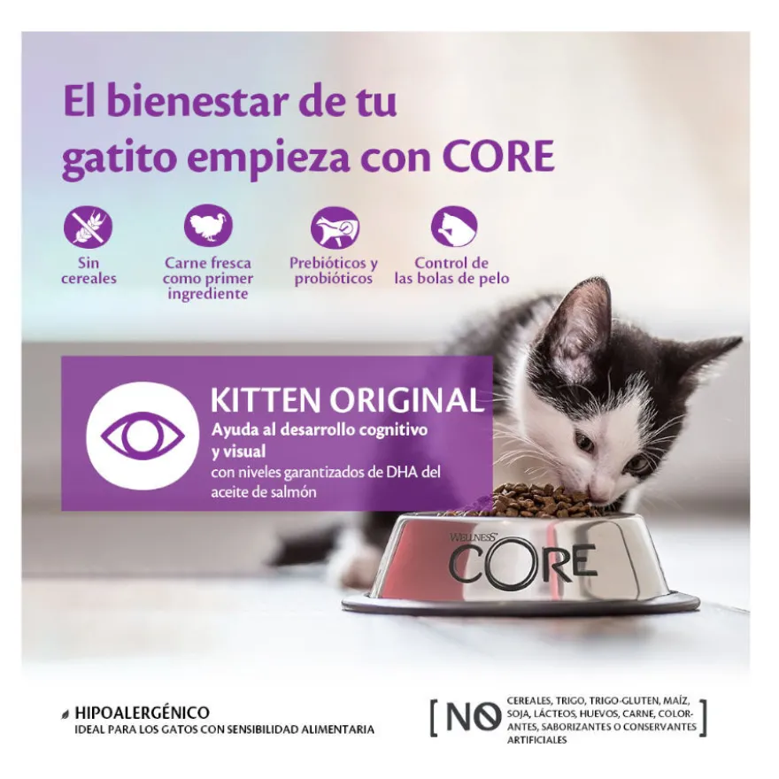 Wellness Core Kitten Peru e Frango ração para gatos