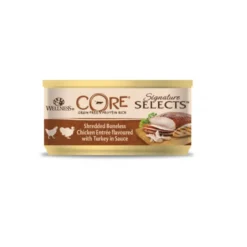Wellness Core Shredded frango e peru lata para gatos