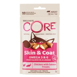 Wellness Core Skin & Coat Snack de frango e salmão para gatos
