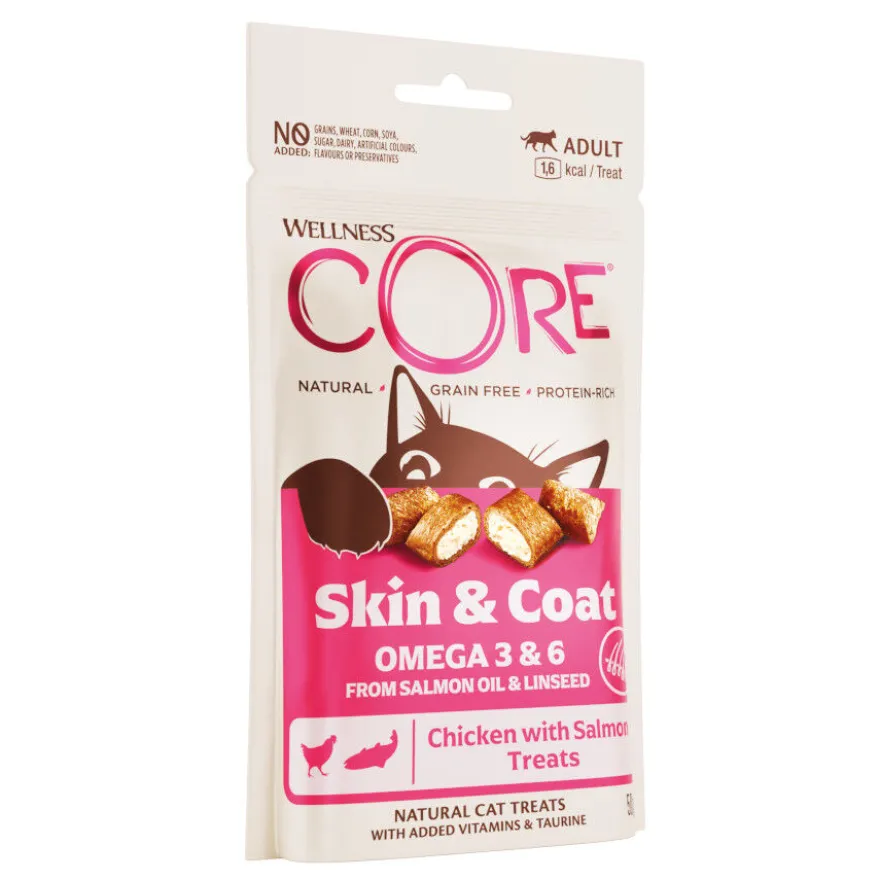 Wellness Core Skin & Coat Snack de frango e salmão para gatos