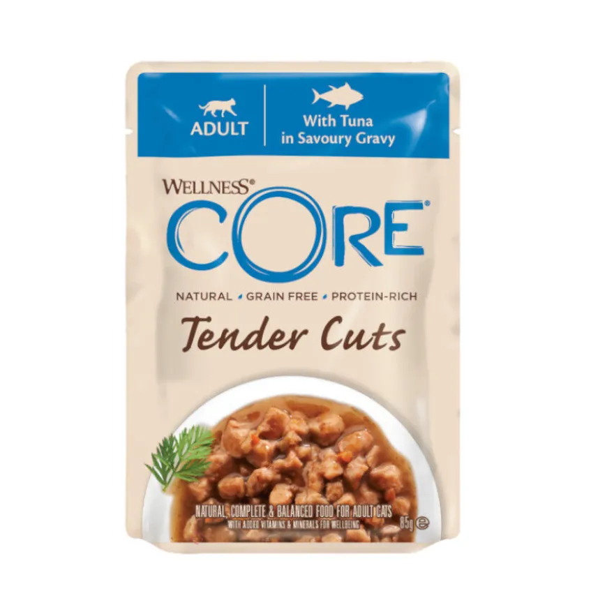 Wellness Core Tender Cuts atum em molho saquetas para gatos