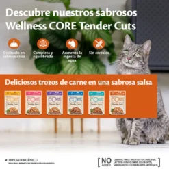Wellness Core Tender Cuts frango e peru em molho saquetas para gatos