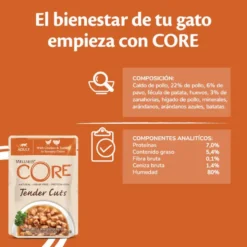 Wellness Core Tender Cuts frango e peru em molho saquetas para gatos