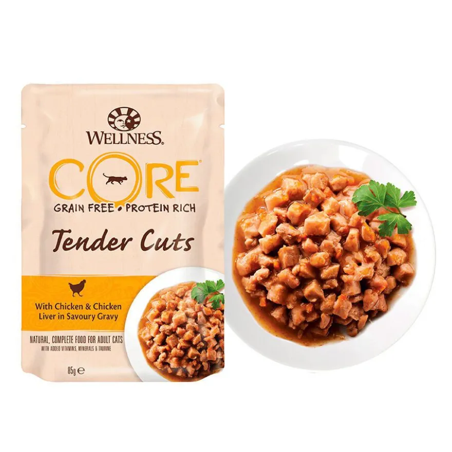 Wellness Core Tender Cuts frango saquetas para gatos