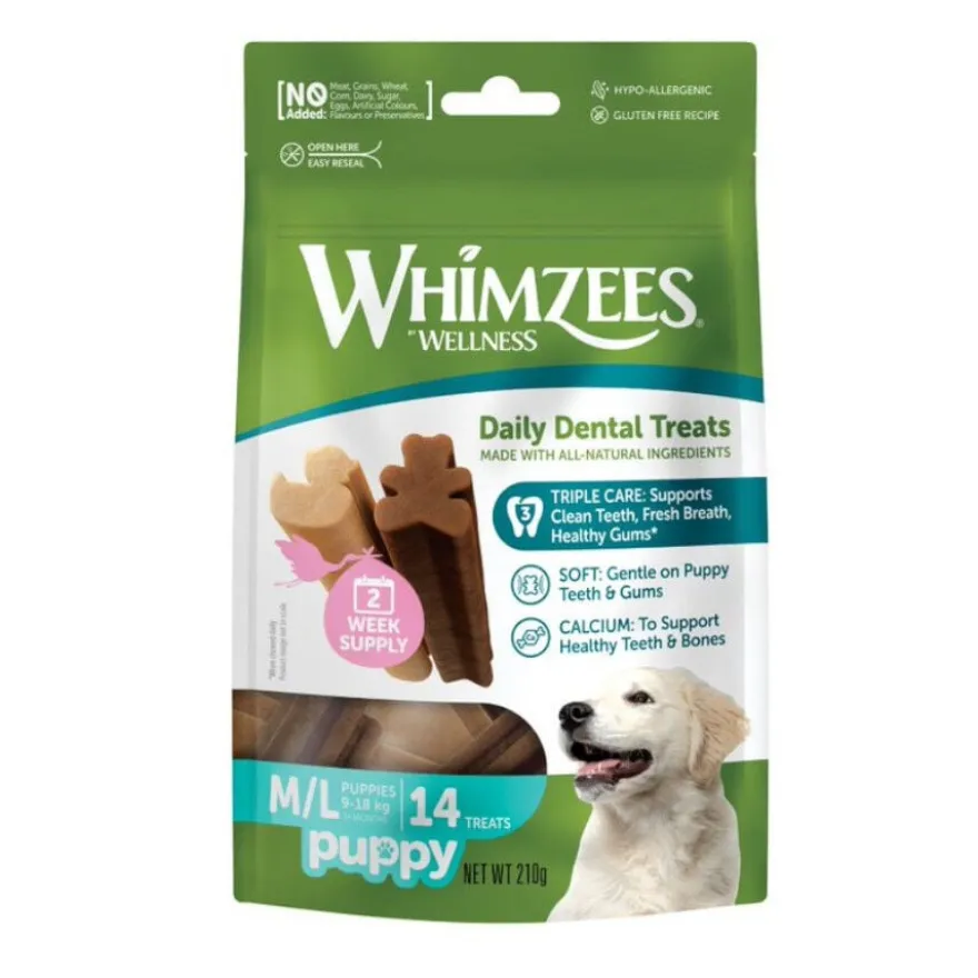 Whimzees Puppy M/L Snacks Dentários Naturais para cães