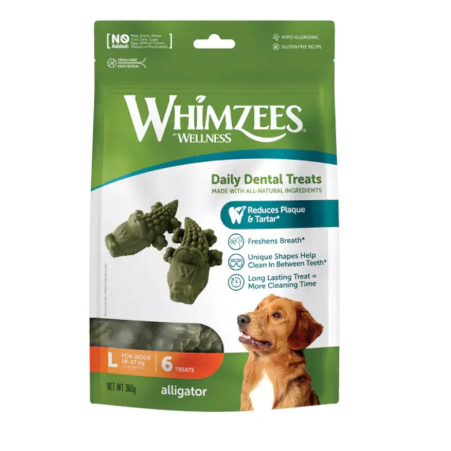 Whimzees Snacks Dentários Crocodilo para cães de porte grande