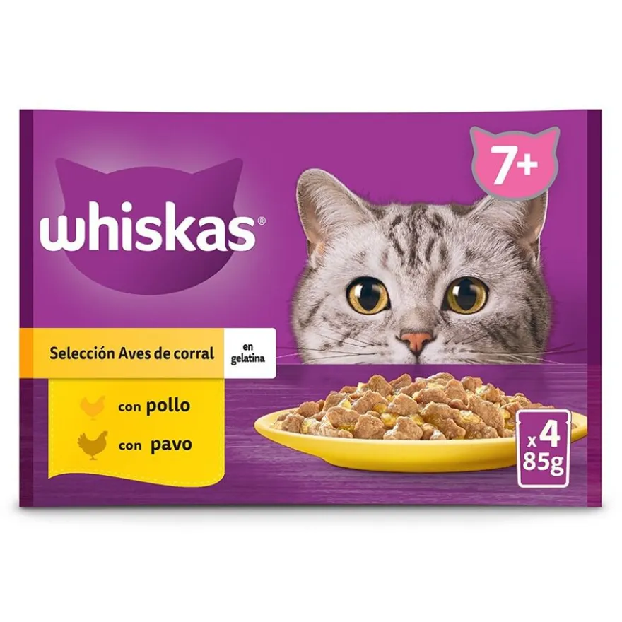 Whiskas Aves Geleia em Saqueta para Gatos Senior - Multipack