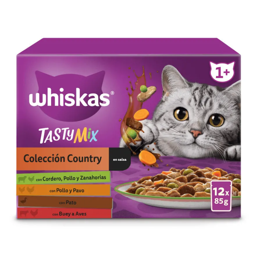 Whiskas Tasty Mix Country Patê em molho saquetas para gatos - Pack 12