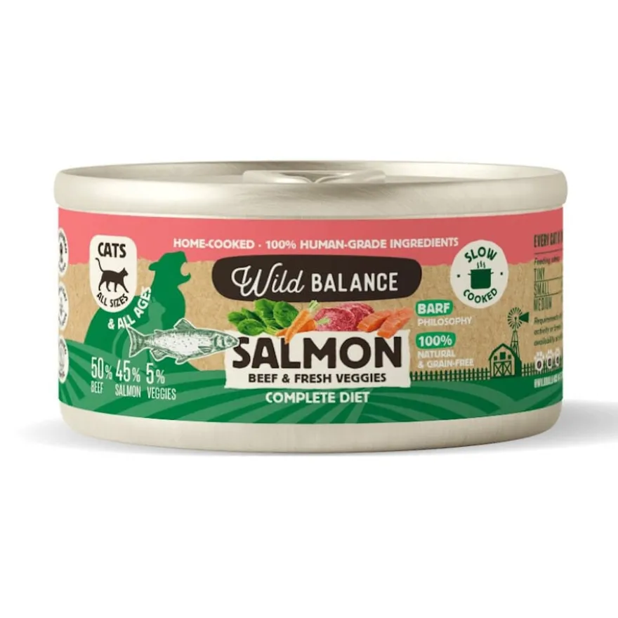 Wild Balance BARF Alimento húmido de salmão e vitela em lata para gatos