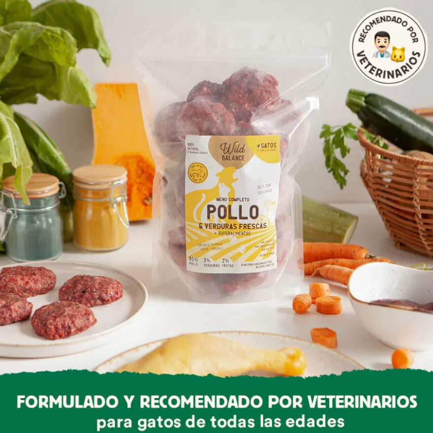 Wild Balance BARF Frango com Legumes Frescos alimentação natural congelada para gatos
