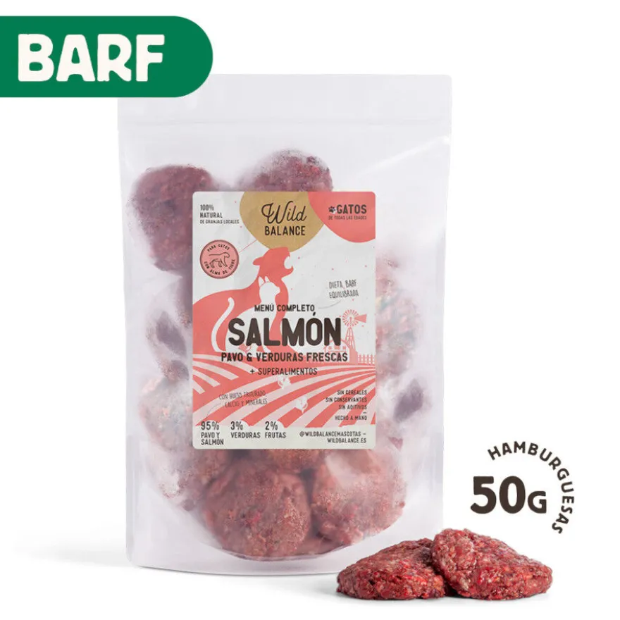 Wild Balance BARF Salmão Peru e Legumes alimentação natural congelada para gatos