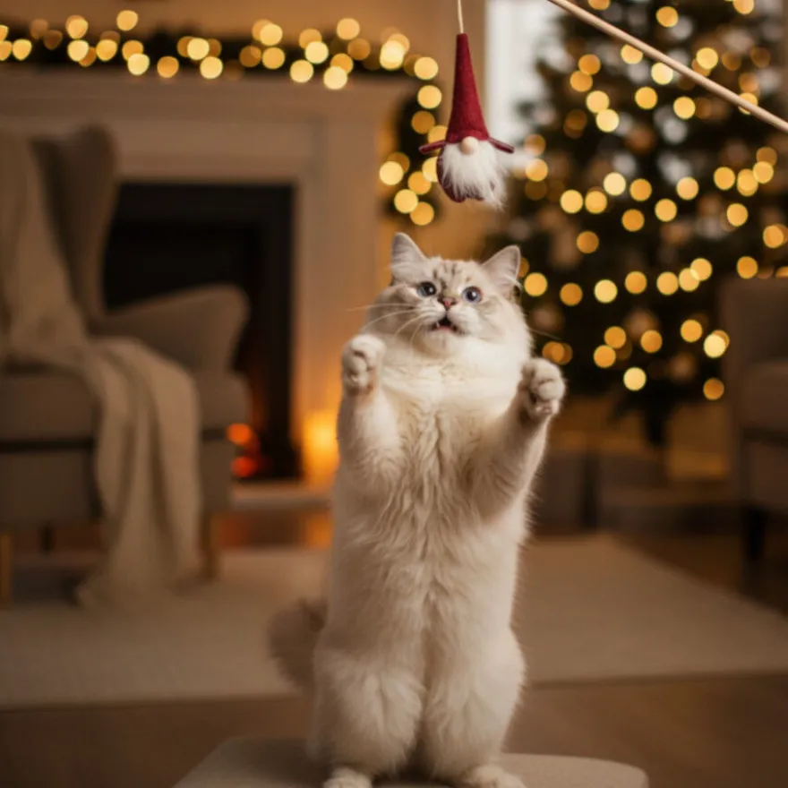 Wonder Christmas Vara com Brinquedo Pai Natal para Gatos